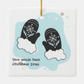 Erstellen Sie Ihre eigene Retro Mittens Blue Weihn Keramikornament (Rückseite)