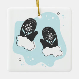 Erstellen Sie Ihre eigene Retro Mittens Blue Weihn Keramikornament