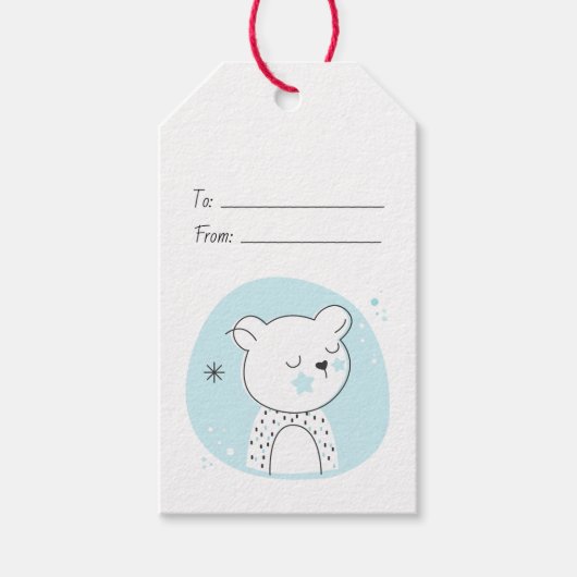 Erstellen Sie Ihre eigene Retro Teddy Bären Blue W Geschenkanhänger (Vorderseite)