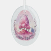 Erstellen Sie Ihre eigene rosa Baumlandschaft Ornament Aus Glas (Vorderseite links)