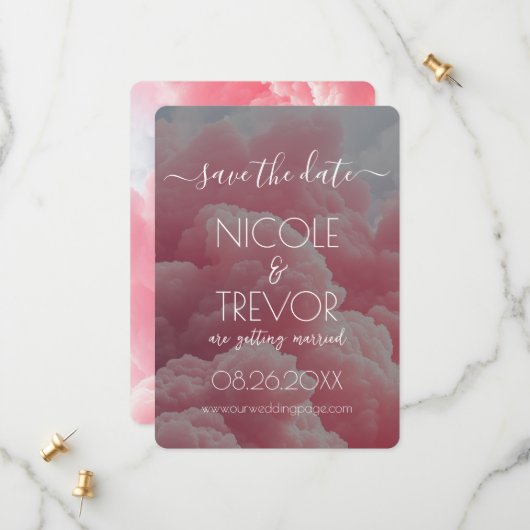 Erstellen Sie Ihre eigene - rosa Cloud Save The Date (Vorderseite/Rückseite Beispiel)