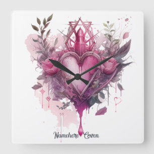 Erstellen Sie Ihre eigene rosa Liebe-Kerze Quadratische Wanduhr