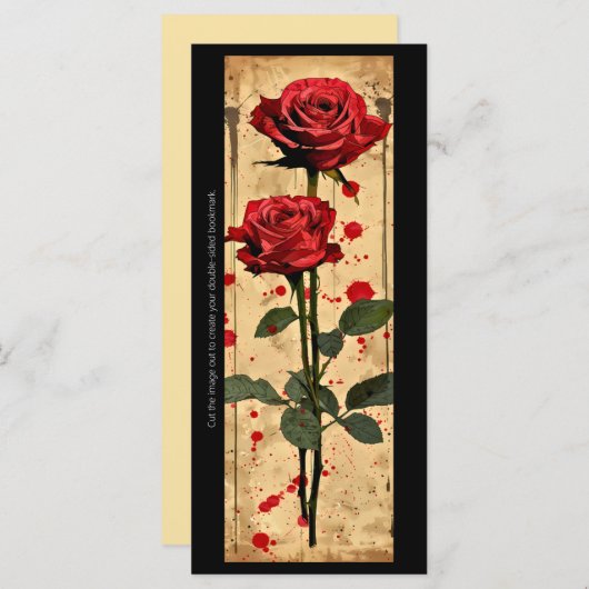 Erstellen Sie Ihre eigene Rote Rose-Lesezeichen-Ka (Vorne/Hinten)