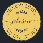 Erstellen Sie Ihre eigene Round Gold und Black Auf Runder Aufkleber<br><div class="desc">Erstellen Sie Ihre eigene Round Rücksendeadresse Gold</div>