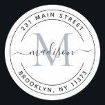 Erstellen Sie Ihre eigene Round Monogram Rücksende Runder Aufkleber<br><div class="desc">Erstellen Sie Ihre eigene Round Monogram Script Rücksendeadresse Classic Round Sticker</div>