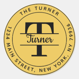 Erstellen Sie Ihre eigene Round Monogram Rücksende Runder Aufkleber