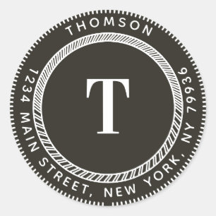 Erstellen Sie Ihre eigene Rücksendeadresse, elegan Runder Aufkleber