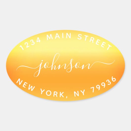 Erstellen Sie Ihre eigene Rücksendeadresse Gold Wh Ovaler Aufkleber (Vorderseite)
