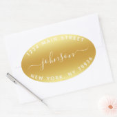 Erstellen Sie Ihre eigene Rücksendeadresse Gold Wh Ovaler Aufkleber (Umschlag)