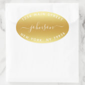 Erstellen Sie Ihre eigene Rücksendeadresse Gold Wh Ovaler Aufkleber (Tasche)