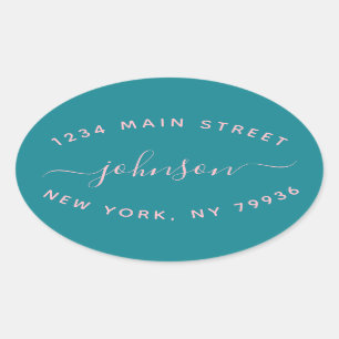 Erstellen Sie Ihre eigene Rücksendeadresse Schwarz Ovaler Aufkleber