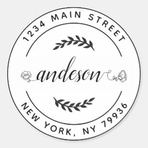 Erstellen Sie Ihre eigene runde Rücksendeadresse C Runder Aufkleber