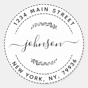 Erstellen Sie Ihre eigene runde Rücksendeadresse Runder Aufkleber