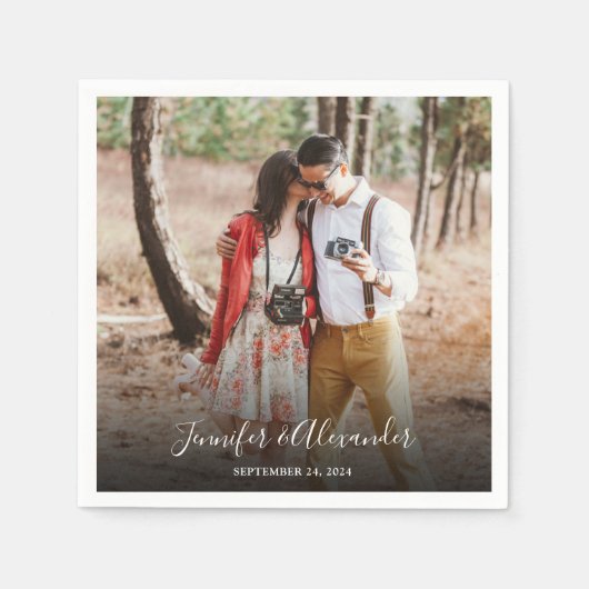 Erstellen Sie Ihre eigene rustikale Foto Hochzeit Serviette (Vorderseite)