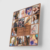 Erstellen Sie Ihre eigene rustikale FotoCollage Quadratische Wanduhr (Winkel)