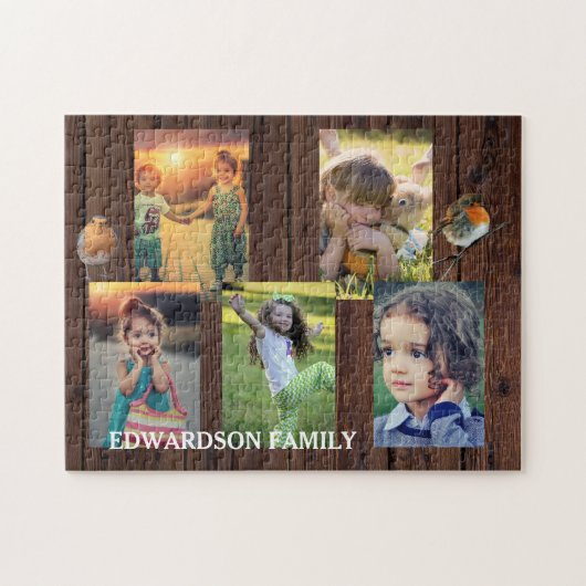 Erstellen Sie Ihre eigene rustikale Holz Familie F Puzzle (Horizontal)