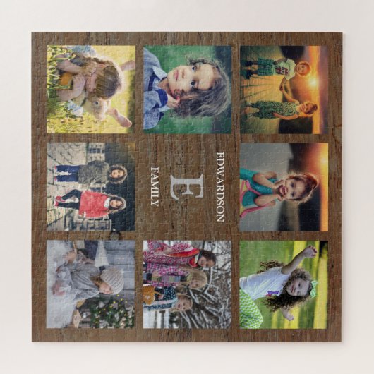 Erstellen Sie Ihre eigene rustikale Holz Familie F Puzzle (Horizontal)