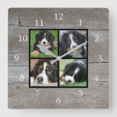 Erstellen Sie Ihre eigene rustikale Holz Familie F Quadratische Wanduhr (Vorderseite)