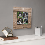 Erstellen Sie Ihre eigene rustikale Holz Familie F Quadratische Wanduhr<br><div class="desc">Maßgeschneiderte Foto-Collage auf rustikalem Stallholz,  Wanduhr. Fügen Sie Ihre eigenen persönlichen Fotos hinzu,  um die Uhr zu personalisieren. Muss nicht nur quadratische Fotos hinzufügen,  andere Größen passen auch. Wenn Sie Hilfe benötigen,  kontaktieren Sie mich bitte.</div>