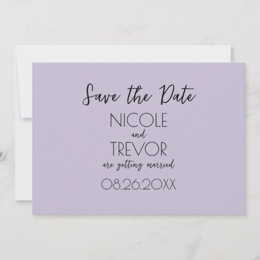 Erstellen Sie Ihre eigene - Schlichtes Licht Lila  Save The Date (Vorderseite)