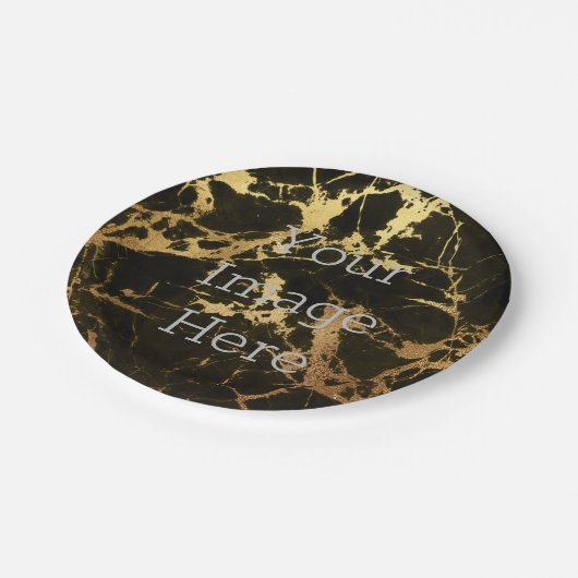 Erstellen Sie Ihre eigene Schwarz-Gold-Imitate Foi Pappteller (Schrägansicht)