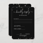 Erstellen Sie Ihre eigene schwarze Bokeh-Grenze RSVP Karte (Vorne/Hinten)