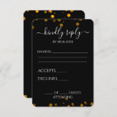 Erstellen Sie Ihre eigene schwarze Bokeh-Grenze RSVP Karte (Vorne/Hinten)