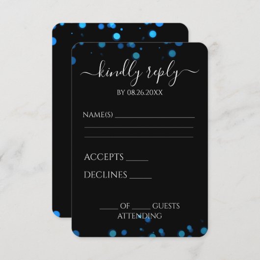 Erstellen Sie Ihre eigene schwarze Bokeh-Grenze RSVP Karte (Vorne/Hinten)