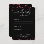 Erstellen Sie Ihre eigene schwarze Bokeh-Grenze RSVP Karte (Vorne/Hinten)