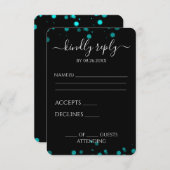 Erstellen Sie Ihre eigene schwarze Bokeh-Grenze RSVP Karte (Vorne/Hinten)