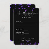 Erstellen Sie Ihre eigene schwarze Bokeh-Grenze RSVP Karte (Vorne/Hinten)