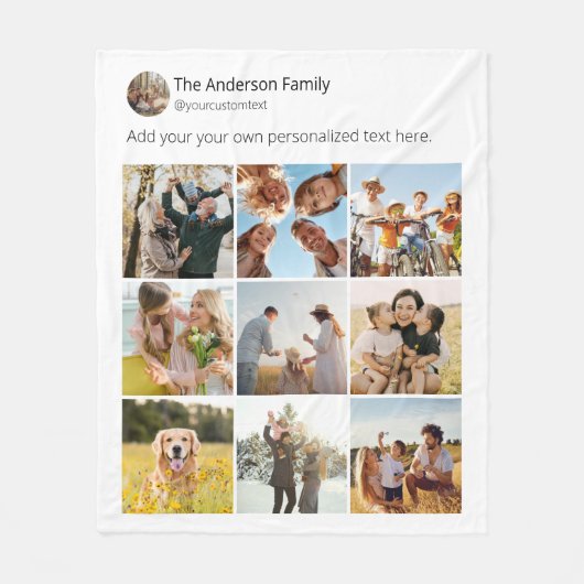 Erstellen Sie Ihre eigene Social Media-FotoCollage Fleecedecke (Vorderseite)