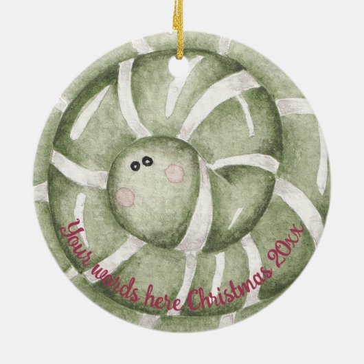 Erstellen Sie Ihre eigene Spearmint Candy-Wurm Wei Keramik Ornament (Hinten)