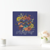 Erstellen Sie Ihre eigene Starry Floral Aquarius Z Quadratische Wanduhr (Zuhause)