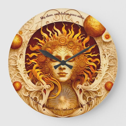 Erstellen Sie Ihre eigene Steampunk-Sun-Göttin Große Wanduhr (Vorderseite)