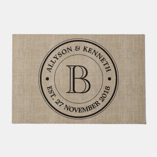 Erstellen Sie Ihre eigene trendy Burlap Retro Logo Fußmatte (Vorderseite)