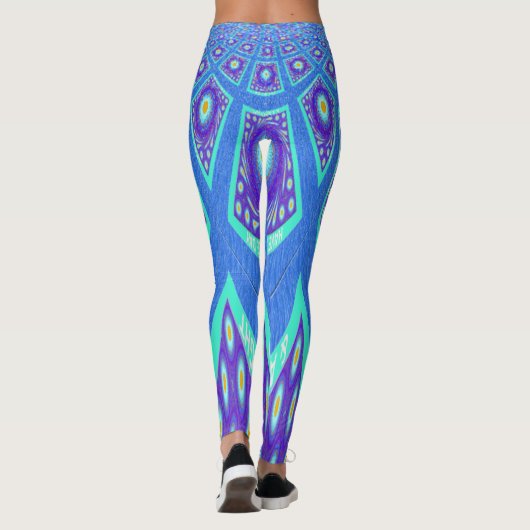 Erstellen Sie Ihre eigene türkisblaue Koralle aqua Leggings (Rückseite)