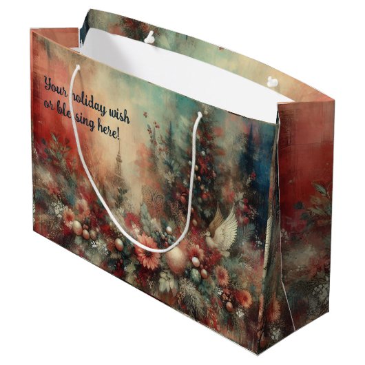 Erstellen Sie Ihre eigene Viktorianische Blumenwei Große Geschenktüte (Rückseite Schrägansicht)