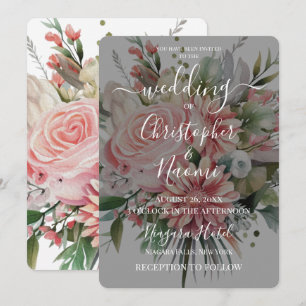 Erstellen Sie Ihre eigene Vintage rosa Blume Bouqu Einladung