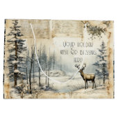 Erstellen Sie Ihre eigene Vintage Winterlandschaft Große Geschenktüte (Rückseite)