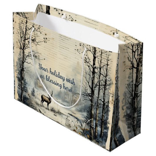 Erstellen Sie Ihre eigene Vintage Winterrutsche Große Geschenktüte (Rückseite Schrägansicht)