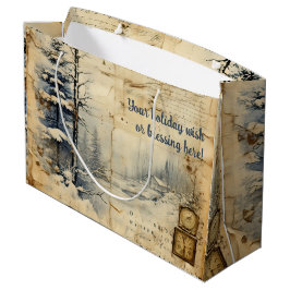 Erstellen Sie Ihre eigene Vintage Winterzeitkarte Große Geschenktüte