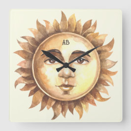 Erstellen Sie Ihre eigene volle Sonne Quadratische Wanduhr