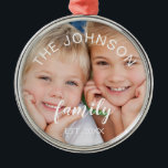 Erstellen Sie Ihre eigene Weihnachts-Familienfotov Ornament Aus Metall<br><div class="desc">Erstellen Sie Ihre eigene Weihnachtsfamilie Foto Template Ornament mit individuellem Bild macht ein perfektes Personalisiertes Weihnachtsgeschenk. Dieses moderne und elegante Weihnachtsschmuck aus dem Foto ist ein großartiges Geschenk für Großmutter,  Großvater,  Mutter oder Vater.</div>