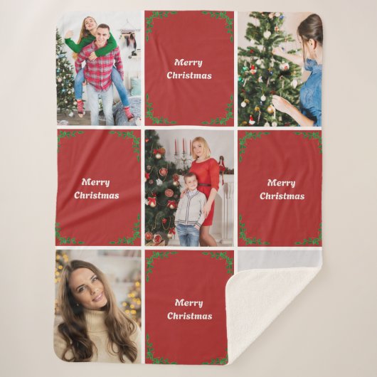 Erstellen Sie Ihre eigene Weihnachtsfotocollage Sherpadecke (Vorderseite)