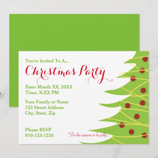 Erstellen Sie Ihre eigene Weihnachtszeit-Party Ein Einladung (Vorne/Hinten)