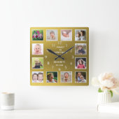 Erstellen Sie Ihre eigenen 12 Collage Frame Gold Quadratische Wanduhr (Zuhause)