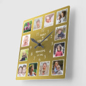 Erstellen Sie Ihre eigenen 12 Collage Frame Gold Quadratische Wanduhr (Winkel)
