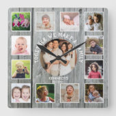 Erstellen Sie Ihre eigenen 13 Fotomaterial Rustika Quadratische Wanduhr (Vorderseite)