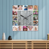 Erstellen Sie Ihre eigenen 16 Fotomaterial Rustika Quadratische Wanduhr